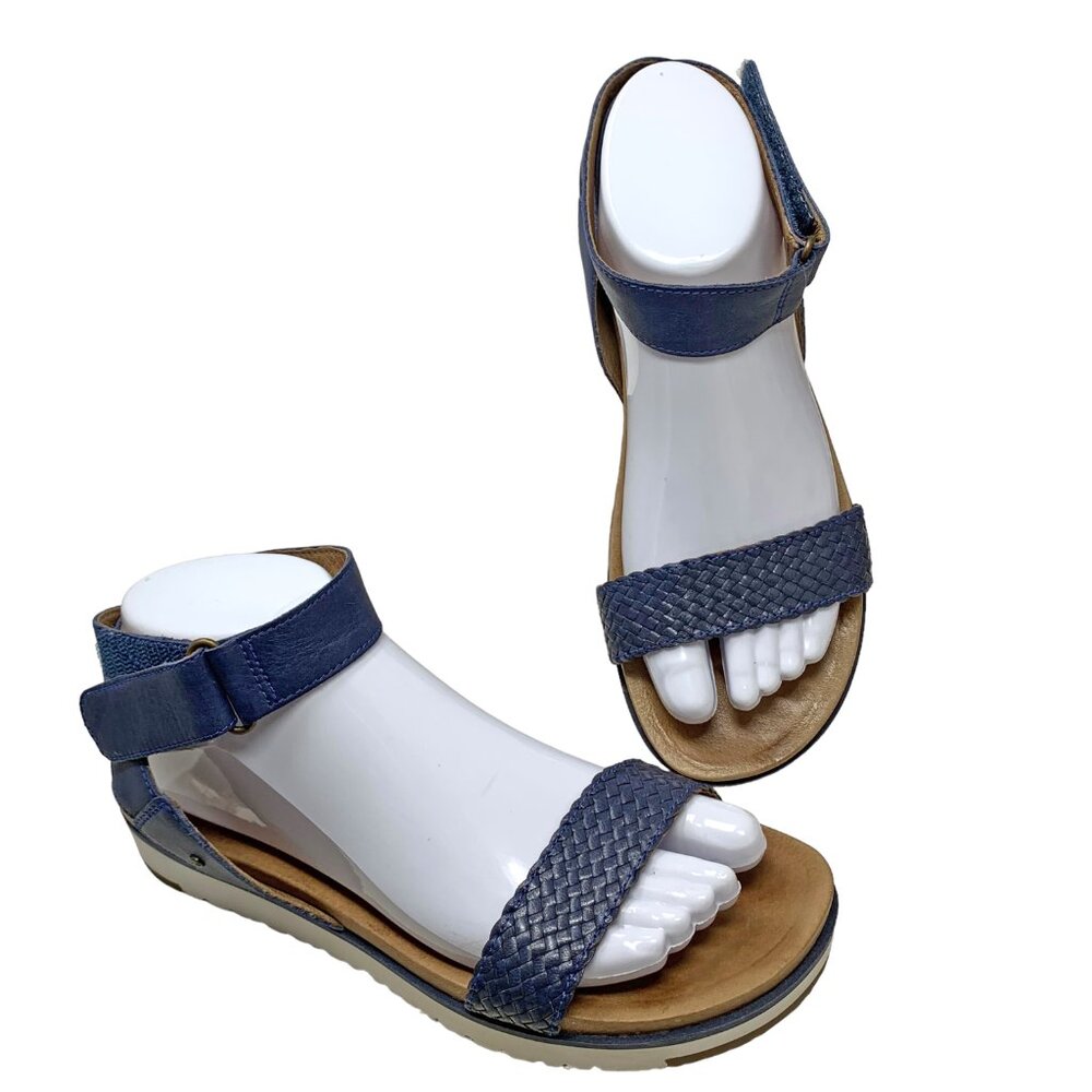 UGG Laddie Blue Leather Ankle‎ Strap Athleisure Sandal